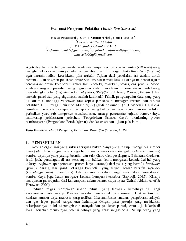 Evaluasi Program Pelatihan Basic Sea Survival.pdf Evaluasi Program Pelatihan Basic Sea Survival.pdf