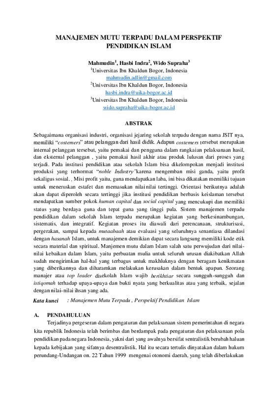 16 MANAJEMEN MUTU TERPADU DALAM PERSPEKTIF PENDIDIKAN ISLAM.pdf 16 MANAJEMEN MUTU TERPADU DALAM PERSPEKTIF PENDIDIKAN ISLAM.pdf