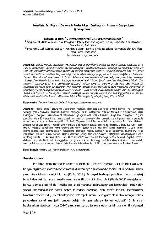 Analisis Isi Pesan Dakwah Pada Akun Instagram Husain Basyaiban@ Basyasman.pdf
