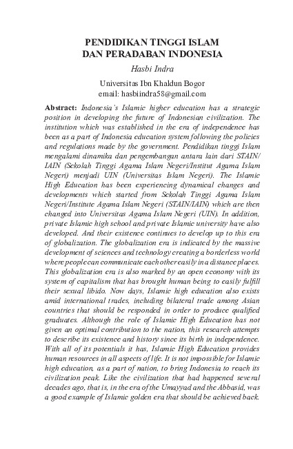 Pendidikan Tinggi Islam dan Peradaban Indonesia.pdf