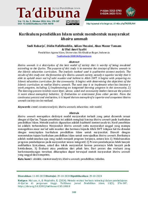 Kurikulum pendidikan Islam untuk membentuk masyarakat khairu ummah.pdf