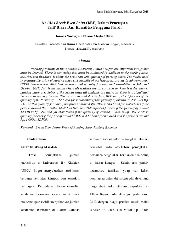 Analisis Break Even Point (BEP) Dalam Penetapan Tarif Biaya Dan Kuantitas Pengguna Parkir.pdf