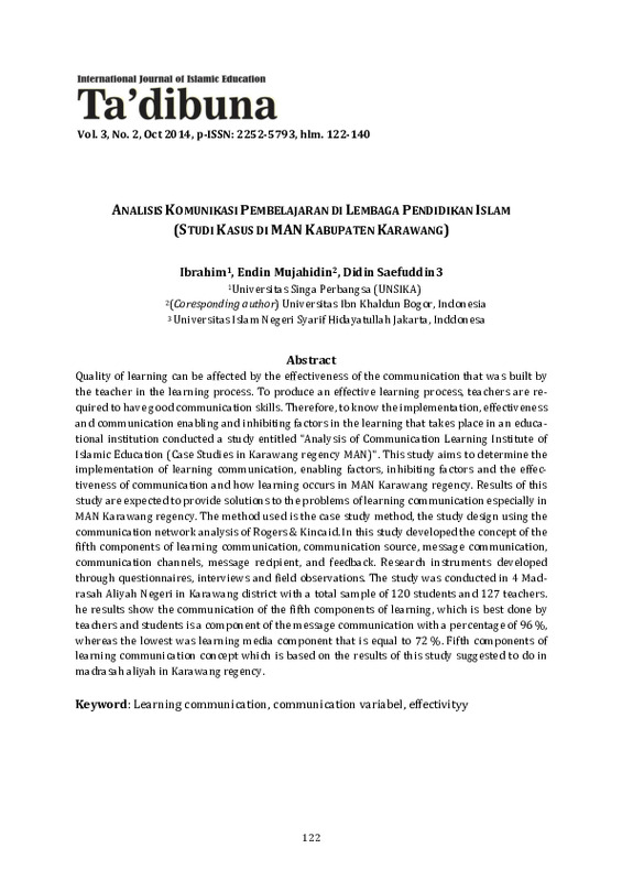Analisis Terhadap Komunikasi Pembelajaran di Lembaga Pendidikan Islam Studi Kasus di MAN Kabupaten Karawang.pdf