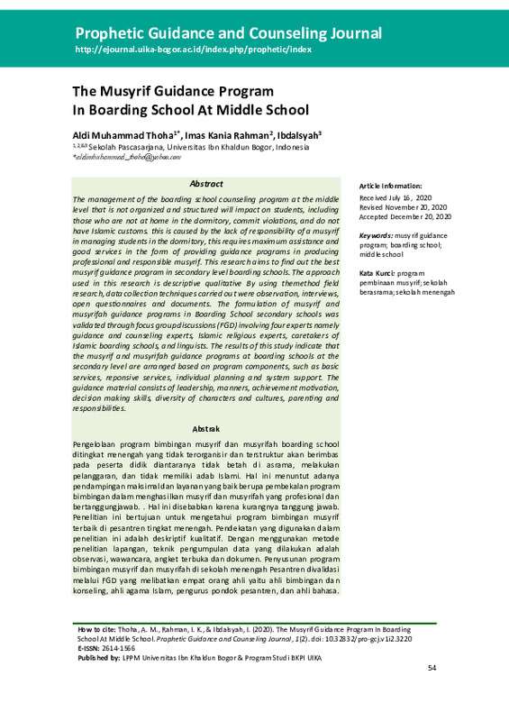 The Musyrif Guidance Program In Boarding School At Middle School.pdf