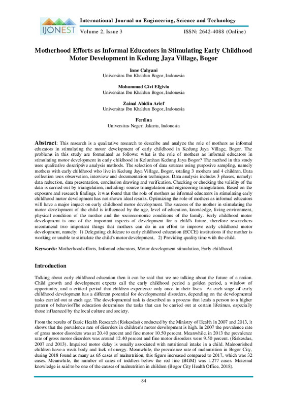 Motherhood Efforts as Informal Educators in Stimulating Early Childhood Motor Development in Kedung Jaya Village, Bogor.pdf Motherhood Efforts as Informal Educators in Stimulating Early Childhood Motor Development in Kedung Jaya Village, Bogor.pdf