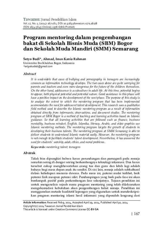 Mentoring Program in Talent Development at Sekolah Bisnis Muda (SBM) Bogor and Sekolah Muda Mandiri (SMM) Semarang.pdf Mentoring Program in Talent Development at Sekolah Bisnis Muda (SBM) Bogor and Sekolah Muda Mandiri (SMM) Semarang.pdf
