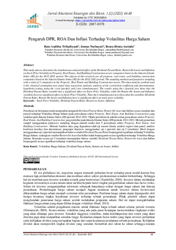 Pengaruh DPR, ROA Dan Inflasi Terhadap Volatilitas Harga Saham.pdf Pengaruh DPR, ROA Dan Inflasi Terhadap Volatilitas Harga Saham.pdf