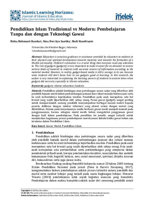Pendidikan Islam Tradisional vs Modern Pembelajaran Tanpa dan dengan Teknologi Gawai.pdf Pendidikan Islam Tradisional vs Modern Pembelajaran Tanpa dan dengan Teknologi Gawai.pdf