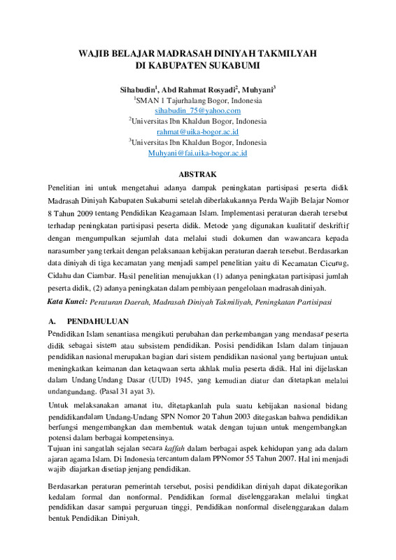 28 WAJIB BELAJAR MADRASAH DINIYAH TAKMILYAH DI KABUPATEN SUKABUMI.pdf 28 WAJIB BELAJAR MADRASAH DINIYAH TAKMILYAH DI KABUPATEN SUKABUMI.pdf