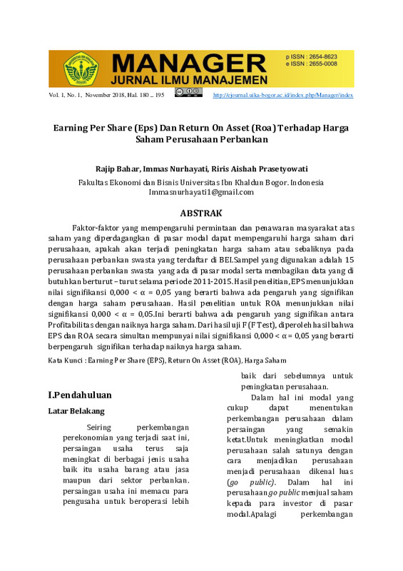 Earning Per Share (Eps) Dan Return On Asset (Roa) Terhadap Harga Saham Perusahaan Perbankan.pdf
