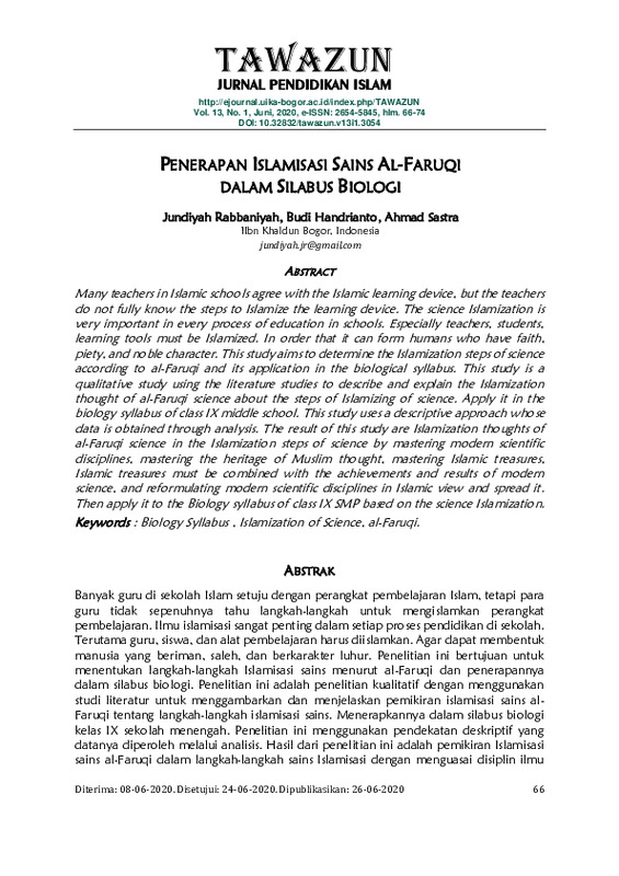 PENERAPAN ISLAMISASI SAINS AL-FARUQI DALAM SILABUS BIOLOGI..pdf