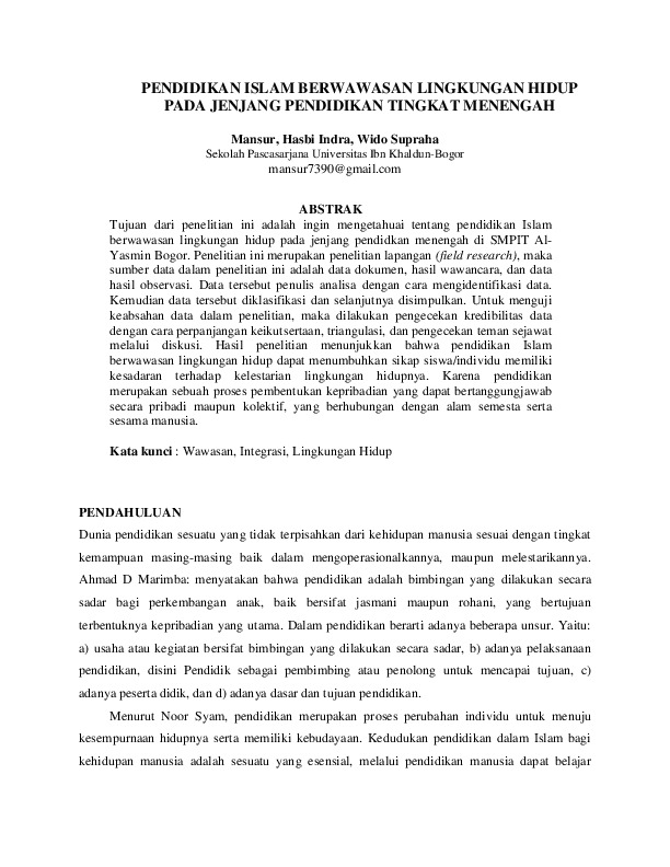 PENDIDIKAN ISLAM BERWAWASAN LINGKUNGAN HIDUP PADA JENJANG PENDIDIKAN TINGKAT MENENGAH.pdf PENDIDIKAN ISLAM BERWAWASAN LINGKUNGAN HIDUP PADA JENJANG PENDIDIKAN TINGKAT MENENGAH.pdf