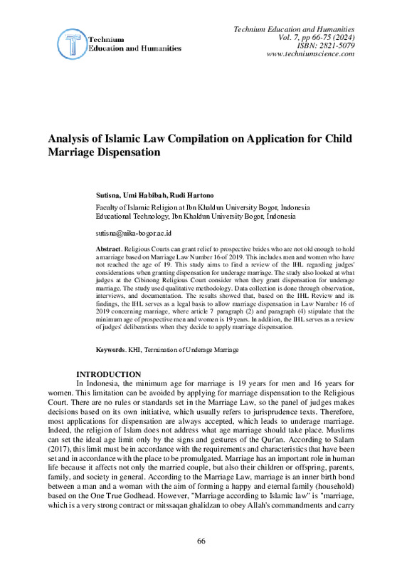 Analysis of Islamic Law Compilation on Application for Child Marriage Dispensation.pdf Analysis of Islamic Law Compilation on Application for Child Marriage Dispensation.pdf