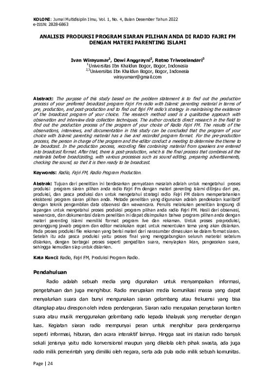 ANALISIS PRODUKSI PROGRAM SIARAN PILIHAN ANDA DI RADIO FAJRI FM DENGAN MATERI PARENTING ISLAMI.pdf
