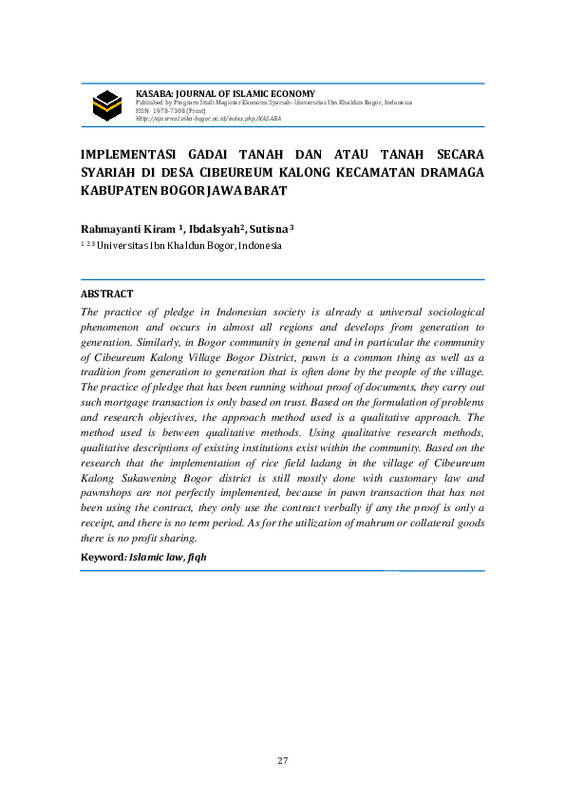 IMPLEMENTASI GADAI TANAH DAN ATAU TANAH SECARA SYARIAH DI DESA CIBEUREUM KALONG KECAMATAN DRAMAGA KABUPATEN BOGOR JAWA BARAT.pdf IMPLEMENTASI GADAI TANAH DAN ATAU TANAH SECARA SYARIAH DI DESA CIBEUREUM KALONG KECAMATAN DRAMAGA KABUPATEN BOGOR JAWA BARAT.pdf
