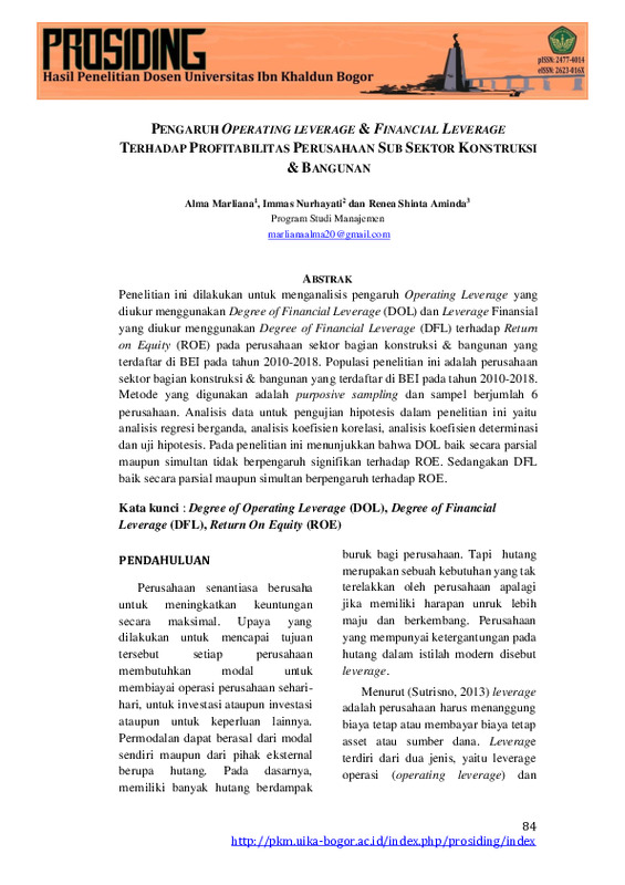 Pengaruh Operating Leverage & Financial Leverage terhadap Profitabilitas Perusahaan Sub Sektor Konstruksi & Bangunan.pdf Pengaruh Operating Leverage & Financial Leverage terhadap Profitabilitas Perusahaan Sub Sektor Konstruksi & Bangunan.pdf