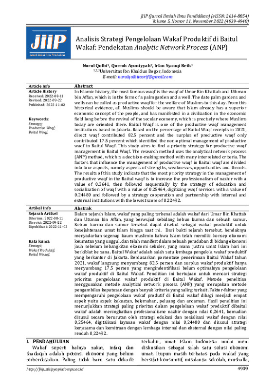 Analisis Strategi Pengelolaan Wakaf Produktif di Baitul Wakaf Pendekatan Analytic Network Process (ANP).pdf