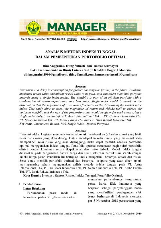 Analisis Metode Indeks Tunggal Dalam Pembentukan Portofolio Optimal.pdf