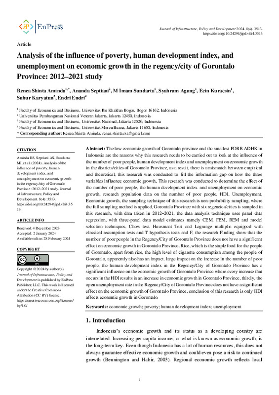Analysis of the influence of poverty, human development index, and unemployment on economic growth in the regencycity of Gorontalo Province 2012–2021 study.pdf