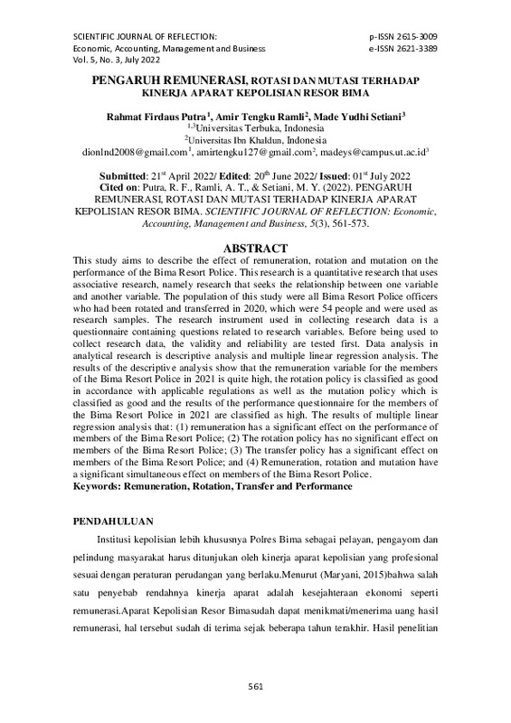 Pengaruh Remunerasi, Rotasi Dan Mutasi Terhadap Kinerja Aparat Kepolisian Resor Bima.pdf