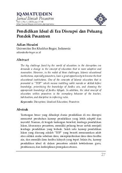 Pendidikan Ideal di Era Disrupsi dan Peluang Pondok Pesantren.pdf