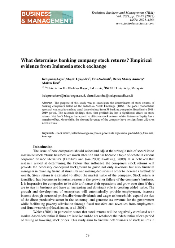 What determines banking company stock returns Empirical evidence from Indonesia stock exchange.pdf What determines banking company stock returns Empirical evidence from Indonesia stock exchange.pdf