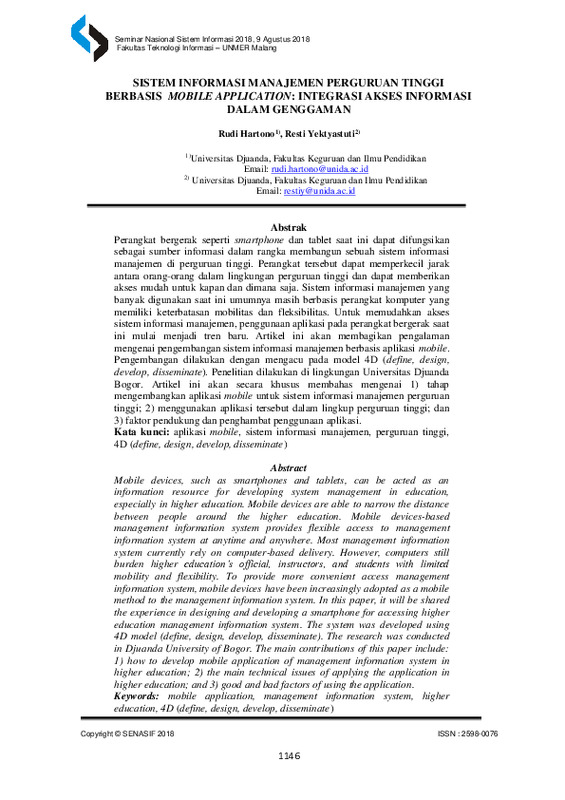 SISTEM INFORMASI MANAJEMEN PERGURUAN TINGGI BERBASIS MOBILE APPLICATION INTEGRASI AKSES INFORMASI DALAM GENGGAMAN.pdf SISTEM INFORMASI MANAJEMEN PERGURUAN TINGGI BERBASIS MOBILE APPLICATION INTEGRASI AKSES INFORMASI DALAM GENGGAMAN.pdf
