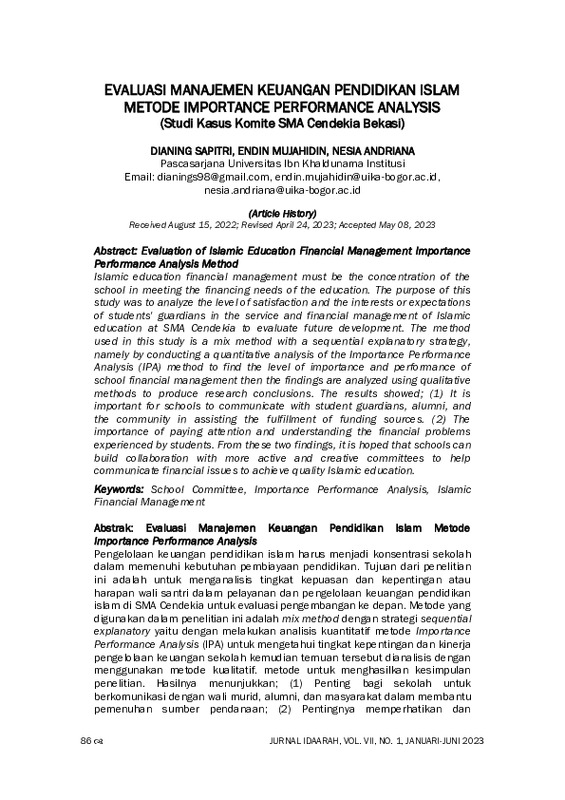 Evaluasi Manajemen Keuangan Pendidikan Islam Metode Importance Performance Analysis.pdf
