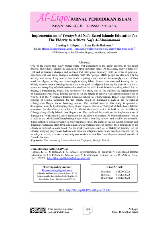 Implementation of Tazkiyah Al-Nafs Based Islamic Education for Elderly to Achieve Nafs Al-Muthmainnah.pdf Implementation of Tazkiyah Al-Nafs Based Islamic Education for Elderly to Achieve Nafs Al-Muthmainnah.pdf