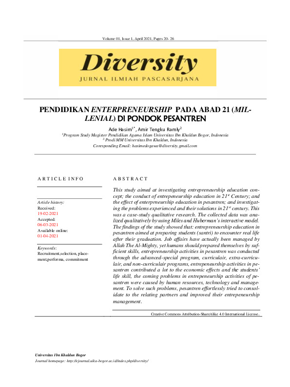 Pendidikan enterpreneurship pada abad 21 (millenial) di pondok pesantren.pdf Pendidikan enterpreneurship pada abad 21 (millenial) di pondok pesantren.pdf
