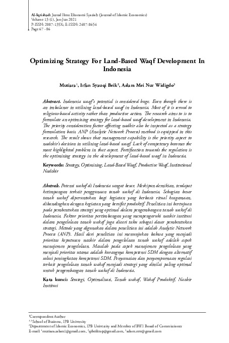 Optimizing strategy for land-based waqf development in Indonesia.pdf