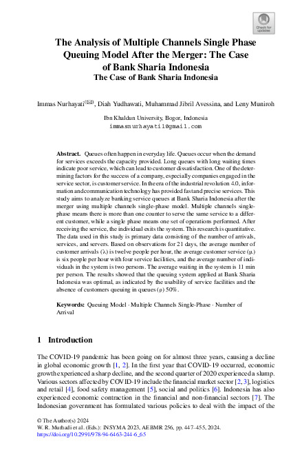 The Analysis of Multiple Channels Single Phase Queuing Model After the Merger The Case of Bank Sharia Indonesia.pdf