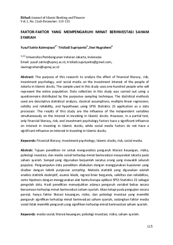 Faktor-faktor yang mempengaruhi minat berinvestasi saham syariah.pdf Faktor-faktor yang mempengaruhi minat berinvestasi saham syariah.pdf