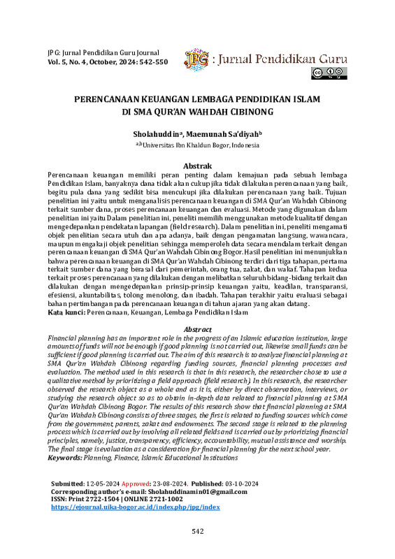Perencanaan Keuangan Lembaga Pendidikan Islam (Studi di SMA Qur'an Wahdah Cibinong).pdf