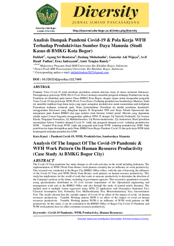 Analisis Dampak Pandemi Covid-19 & Pola Kerja WFH Terhadap Produktivitas Sumber Daya Manusia (Studi Kasus di BMKG Kota Bogor).pdf Analisis Dampak Pandemi Covid-19 & Pola Kerja WFH Terhadap Produktivitas Sumber Daya Manusia (Studi Kasus di BMKG Kota Bogor).pdf