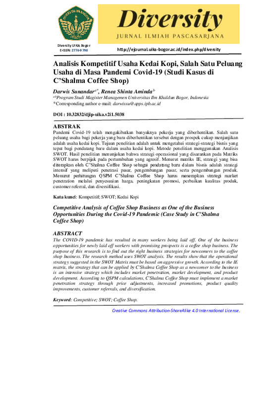 Analisis Kompetitif Usaha Kedai Kopi Sebagai Salah Satu Peluang Usaha di Masa Pandemi Covid-19 (Studi Kasus di C'Shalma Coffee Shop).pdf Analisis Kompetitif Usaha Kedai Kopi Sebagai Salah Satu Peluang Usaha di Masa Pandemi Covid-19 (Studi Kasus di C'Shalma Coffee Shop).pdf