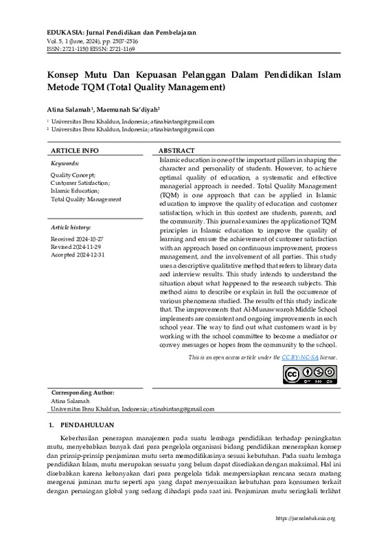 Konsep Mutu Dan Kepuasan Pelanggan Dalam Pendidikan Islam Metode TQM (Total Quality Management).pdf Konsep Mutu Dan Kepuasan Pelanggan Dalam Pendidikan Islam Metode TQM (Total Quality Management).pdf