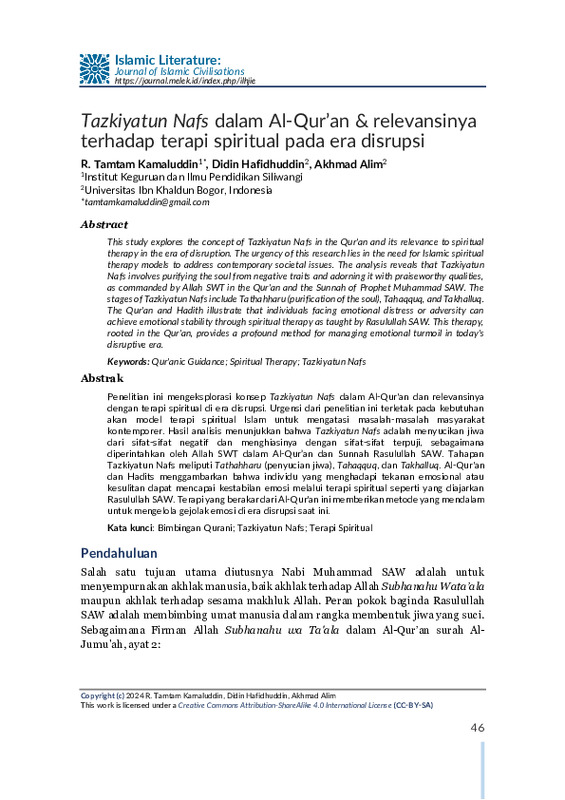 Tazkiyatun Nafs dalam Al-Qur’an & relevansinya terhadap terapi spiritual pada era disrupsi.pdf