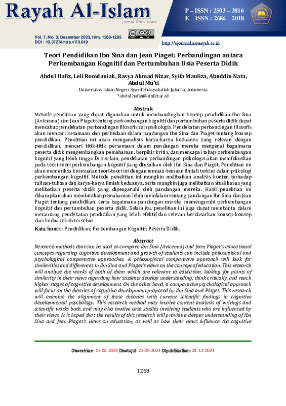 Teori Pendidikan Ibn Sina dan Jean Piaget Perbandingan antara Perkembangan Kognitif dan Pertumbuhan Usia Peserta Didik.pdf Teori Pendidikan Ibn Sina dan Jean Piaget Perbandingan antara Perkembangan Kognitif dan Pertumbuhan Usia Peserta Didik.pdf