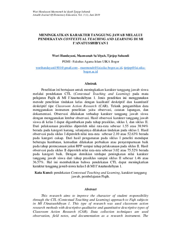 Meningkatkan karakter tanggung jawab melalui pendekatan contextual teaching and learning di mi i’anatusshibyan 1.pdf Meningkatkan karakter tanggung jawab melalui pendekatan contextual teaching and learning di mi i’anatusshibyan 1.pdf