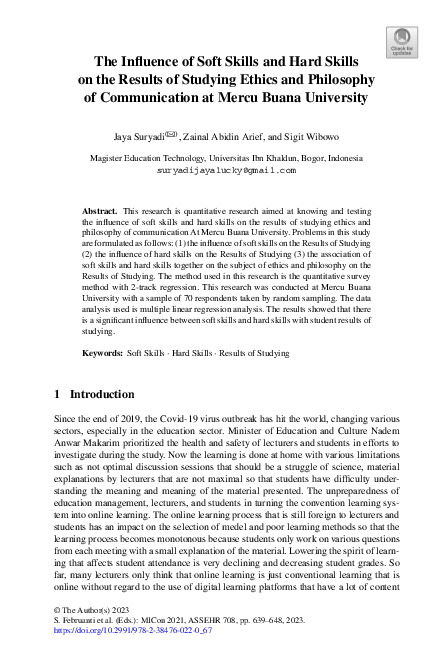 The Influence of Soft Skills and Hard Skills on the Results of Studying Ethics and Philosophy of Communication at Mercu Buana University.pdf The Influence of Soft Skills and Hard Skills on the Results of Studying Ethics and Philosophy of Communication at Mercu Buana University.pdf