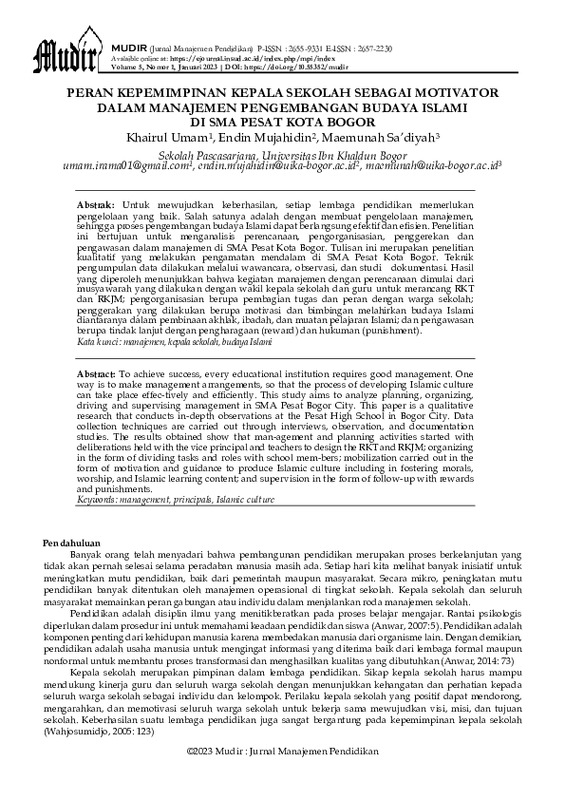 Peran Kepemimpinan Kepala Sekolah sebagai Motivator dalam Manajemen Pengembangan Budaya Islami di SMA Pesat Kota Bogor.pdf Peran Kepemimpinan Kepala Sekolah sebagai Motivator dalam Manajemen Pengembangan Budaya Islami di SMA Pesat Kota Bogor.pdf