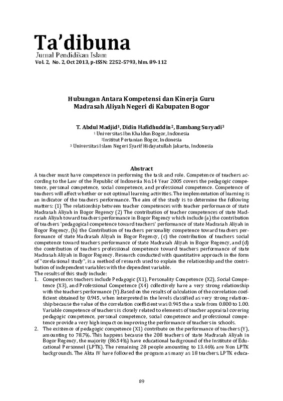 Hubungan Antara Kompetensi dan Kinerja Guru Madrasah Aliyah Negeri di Kabupaten Bogor.pdf