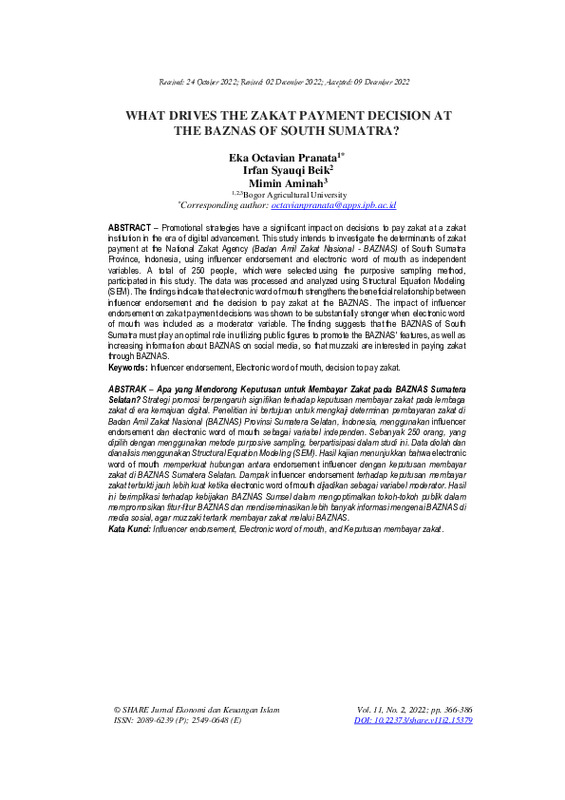 What Drives the Zakat Payment Decision at the BAZNAS of South Sumatra.pdf