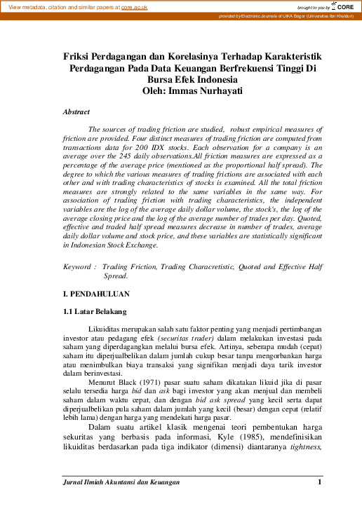 Friksi Perdagangan dan Korelasinya Terhadap Karakteristik Perdagangan Pada Data Keuangan Berfrekuensi Tinggi Di Bursa Efek Indonesia.pdf Friksi Perdagangan dan Korelasinya Terhadap Karakteristik Perdagangan Pada Data Keuangan Berfrekuensi Tinggi Di Bursa Efek Indonesia.pdf