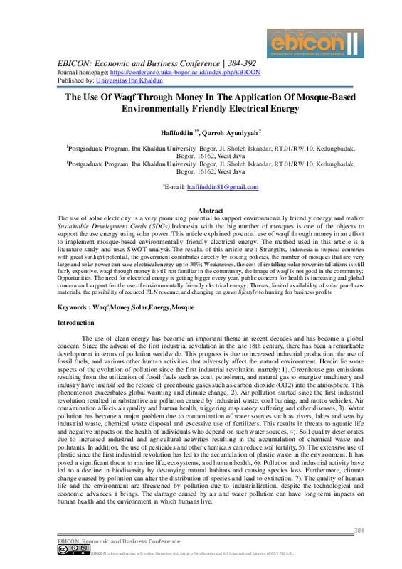 The Use Of Waqf Through Money In The Application Of Mosque-Based Environmentally Friendly Electrical Energy.pdf
