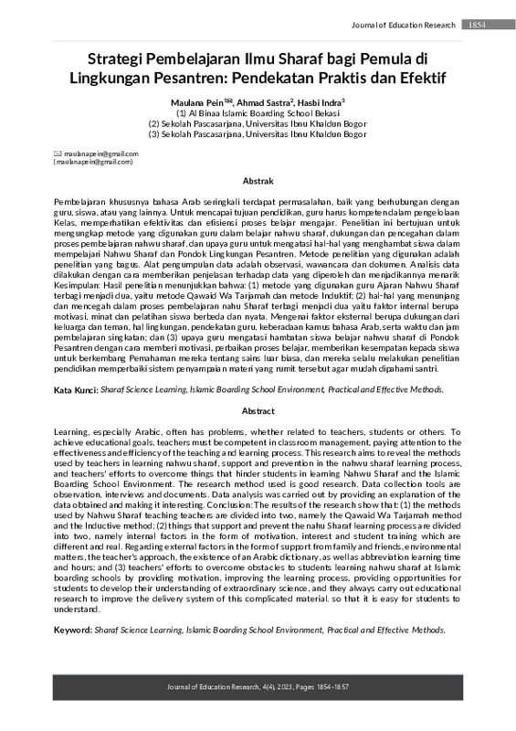 Strategi Pembelajaran Ilmu Sharaf bagi Pemula di Lingkungan Pesantren Pendekatan Praktis dan Efektif.pdf
