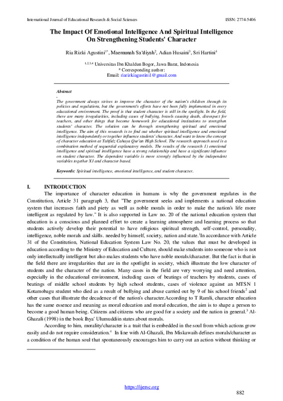 The Impact Of Emotional Intelligence And Spiritual Intelligence On Strengthening Students' Character.pdf