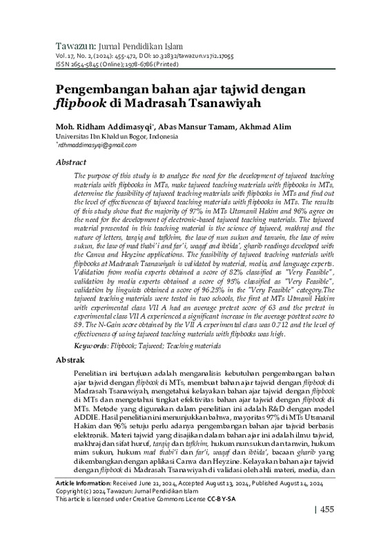 Pengembangan bahan ajar tajwid dengan flipbook di Madrasah Tsanawiyah.pdf Pengembangan bahan ajar tajwid dengan flipbook di Madrasah Tsanawiyah.pdf