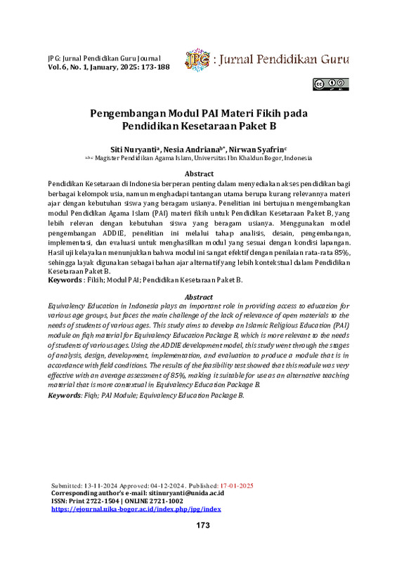 Pengembangan Modul PAI Materi Fikih pada Pendidikan Kesetaraan Paket B.pdf